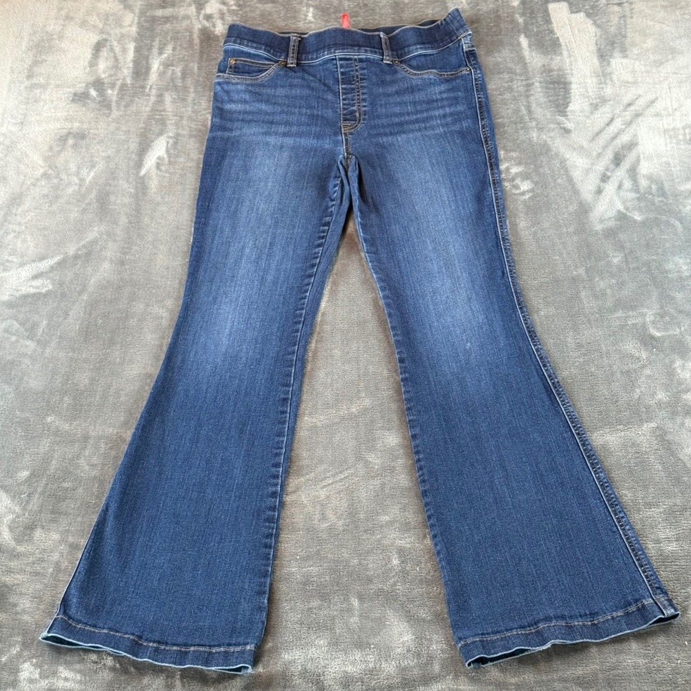 Spanx‎ Clean Indigo Bootcut Trouser Jeans Large Blue High Rise Pull On Stretch